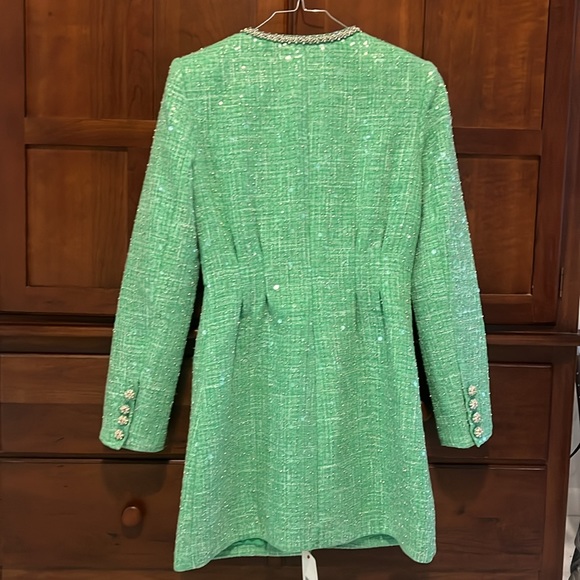 Self Portrait Long sleeve green dress with diamonds and sparkles! Never worn! - Picture 9 of 11